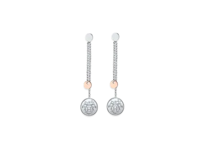 Hermes Hermes Ex-Libris Earrings PM "Silver/Pink Gold"