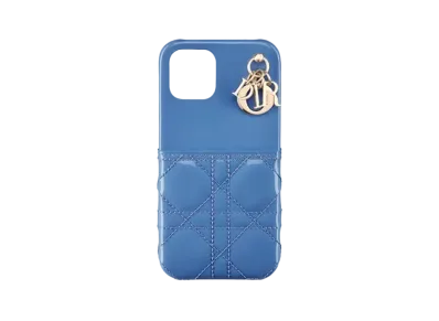 Dior Lady Dior Iphone 12 Pro Case Canage Patent Calfskin "Blue"