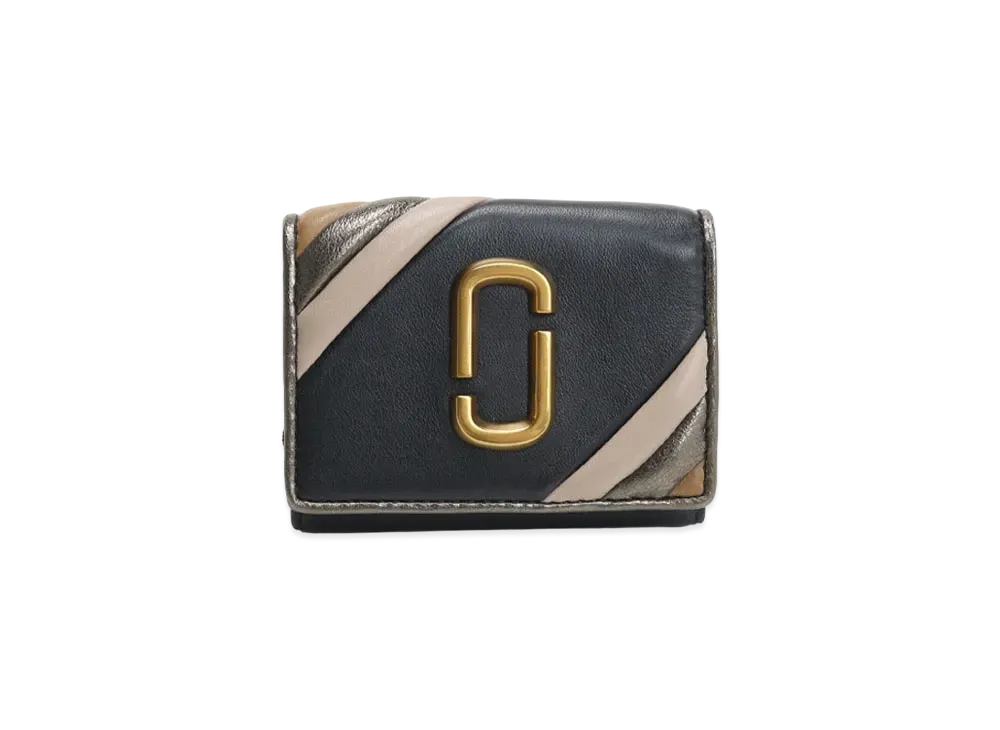 MARC JACOBS The Glam Shot Shiny Trifold Wallet "Black Multi"