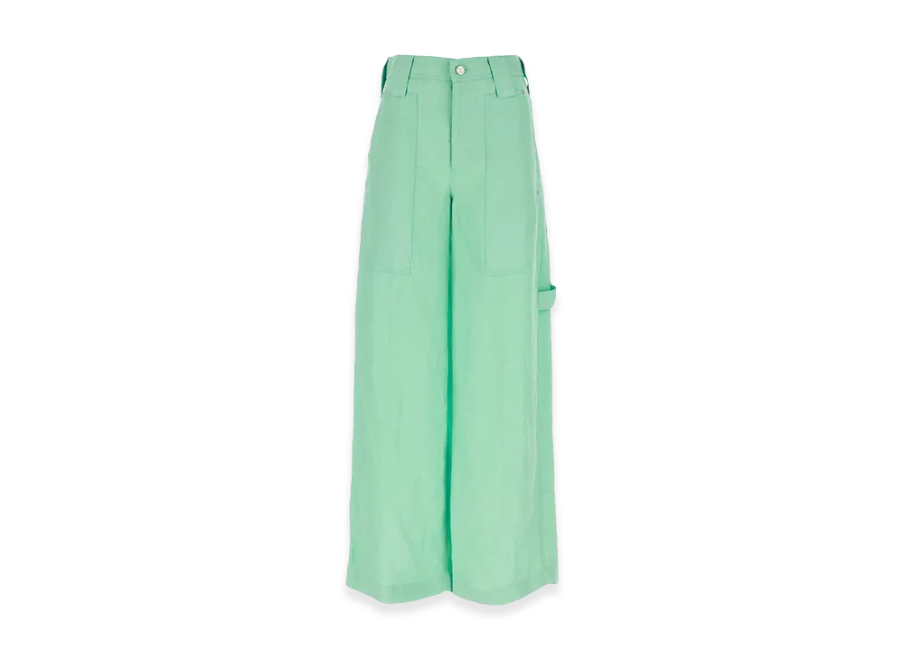 STELLA McCARTNEY Women's Mint Twill Wide-Leg Pant "Green"