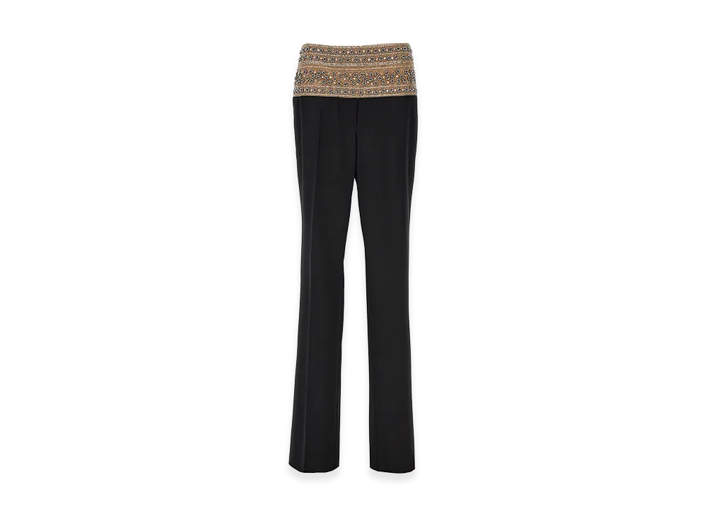 STELLA McCARTNEY Women's Crystal-Embellished Wool Trousers "Black"