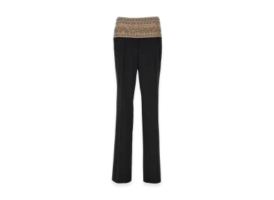 STELLA McCARTNEY Women's Crystal-Embellished Wool Trousers "Black"