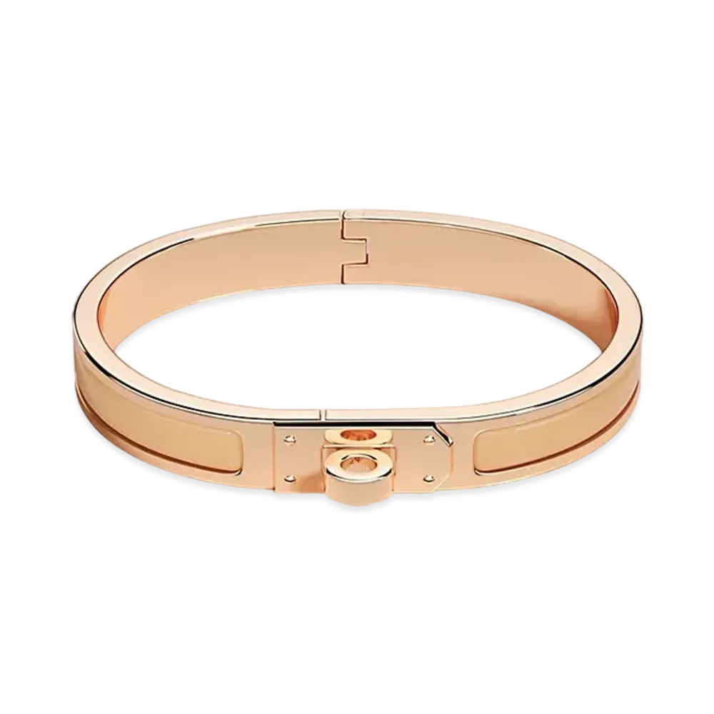 Hermes Mini Clic Kelly Bracelet "Sable/Pink Gold"