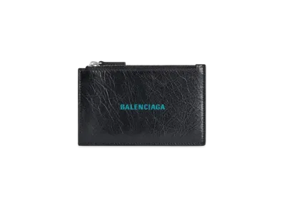 BALENCIAGA Cash Large Long Coin and Card Japan Exclusive "Black/Sky Blue"