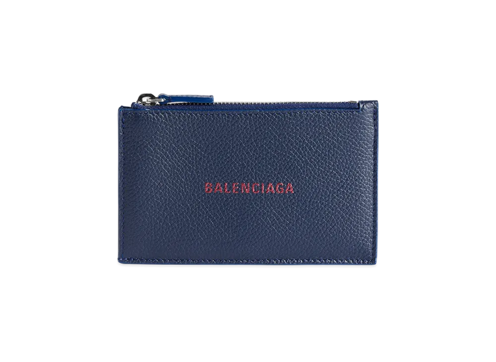 BALENCIAGA Cash Long Coin And Card Holder Large "Navy/Burgundy"