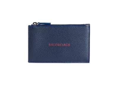 BALENCIAGA Cash Long Coin And Card Holder Large "Navy/Burgundy"