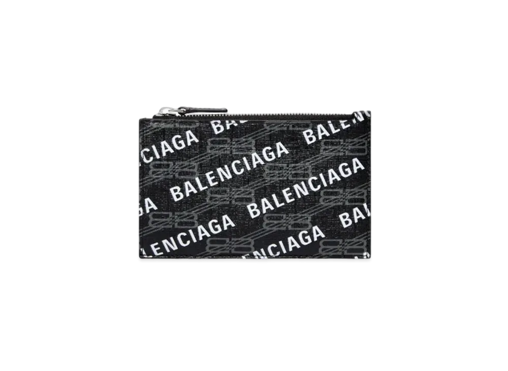 BALENCIAGA Signature Large Long Coin and Card Holder BB Monogram Coated Canvas and Allover Logo "Black"