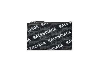 BALENCIAGA Signature Large Long Coin and Card Holder BB Monogram Coated Canvas and Allover Logo "Black"