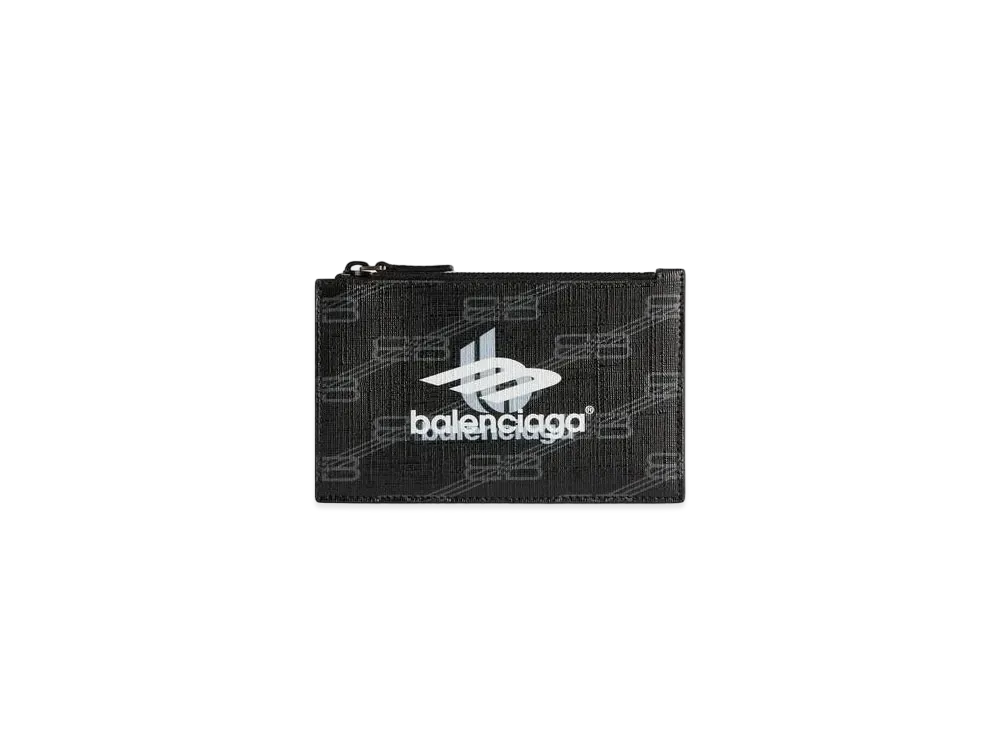 BALENCIAGA Signature Long Coin and Card Holder BB Monogram Coated Canvas "Black"