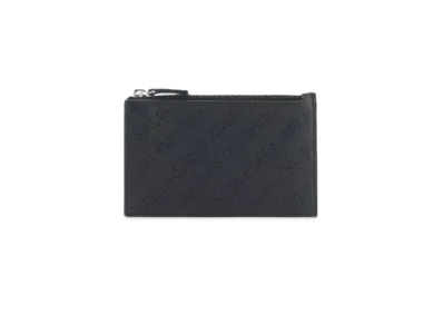 BALENCIAGA Cash Zipped Card Holder Allover Logo Perforated Smooth Calfskin "Black"