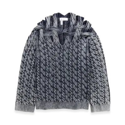 H&M x Glenn Martens Cutout Cable Knit Sweater "Blue"