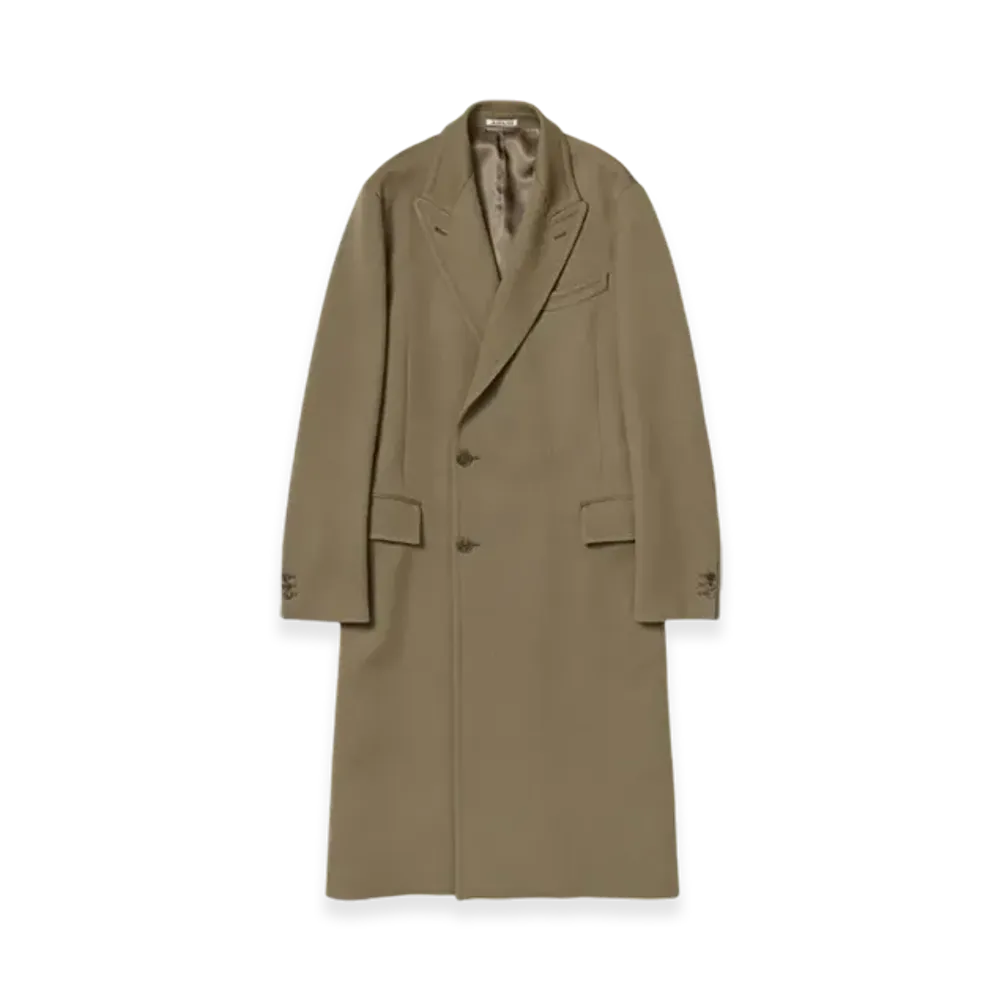 AURALEE Double Cloth Hard Twist Carsey Chesterfield Coat "Khaki"