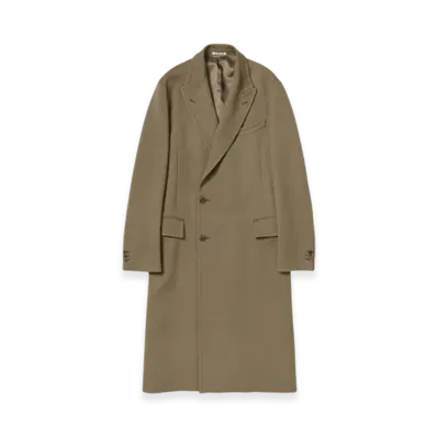 AURALEE Double Cloth Hard Twist Carsey Chesterfield Coat "Khaki"