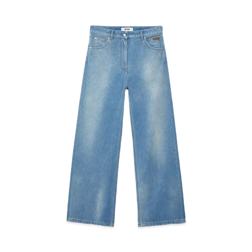 MSGM Pre-Washed Wide Leg Denim Pants "Indigo"