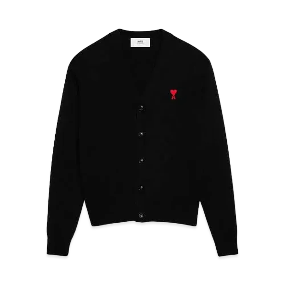AMI PARIS Merino Wool Cardigan "Black"