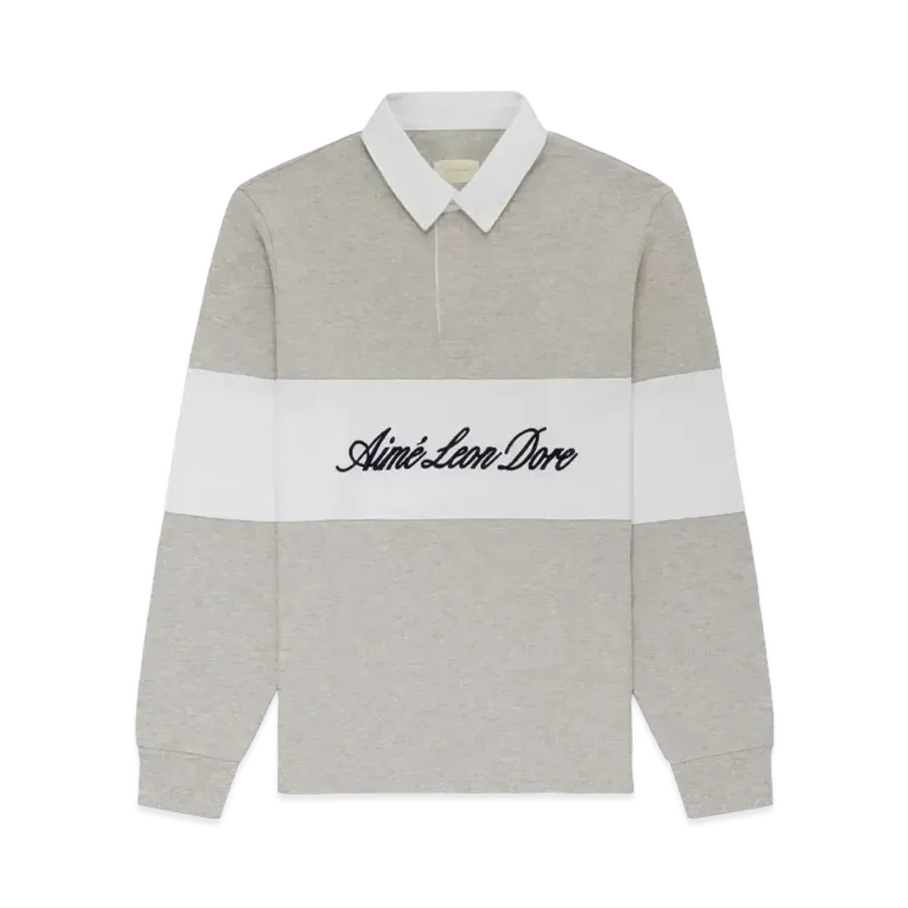 Aime Leon Dore Script Paneled Rugby "Grey&White"