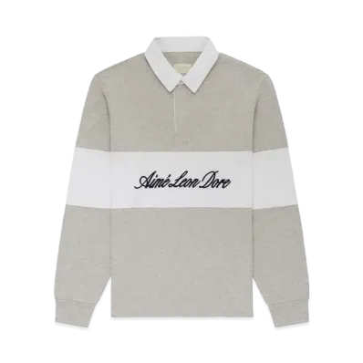 Aime Leon Dore Script Paneled Rugby "Grey&White"