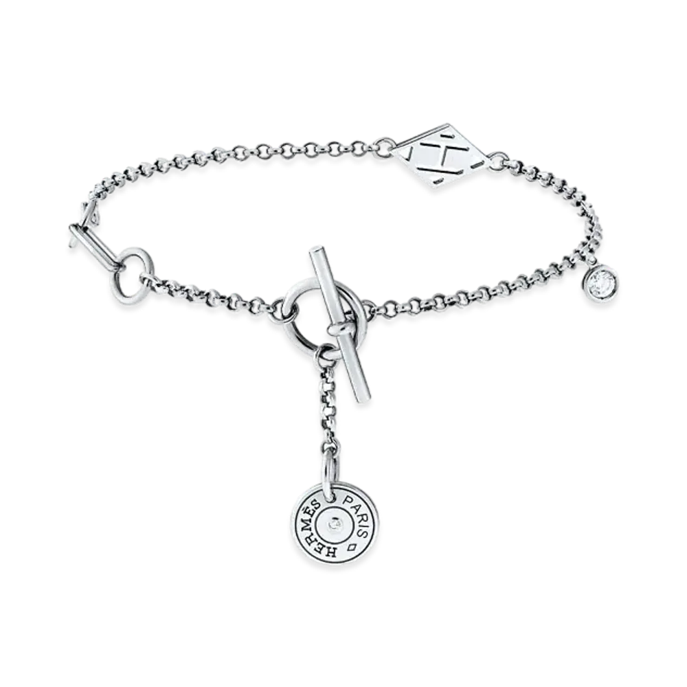 Hermes Gambade Bracelet "White Gold/2 Diamonds"