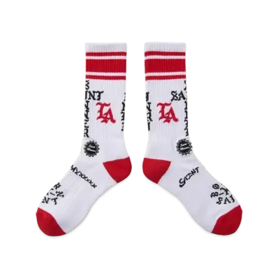 SAINT Mxxxxxx x Born x Raised BR_Socks / ST Sinner "White/Red"