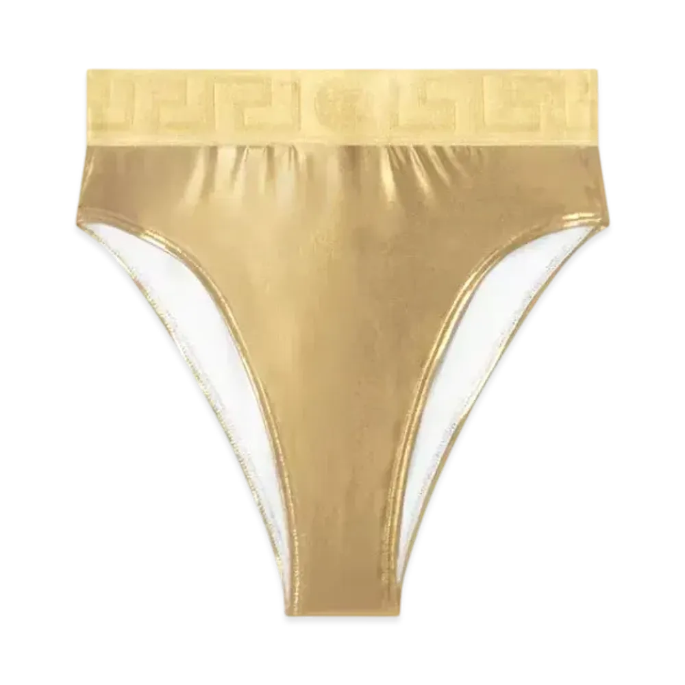 Versace Greca Border Metallic Bikini Bottoms "Gold"