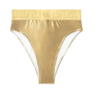 Versace Greca Border Metallic Bikini Bottoms "Gold"