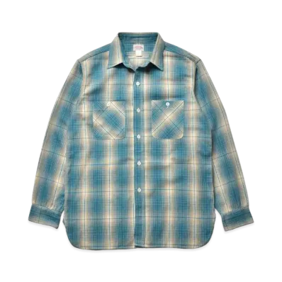 THE REAL McCOY'S 8Hu Ombre Check Summer Flannel Shirt "Turquoise"
