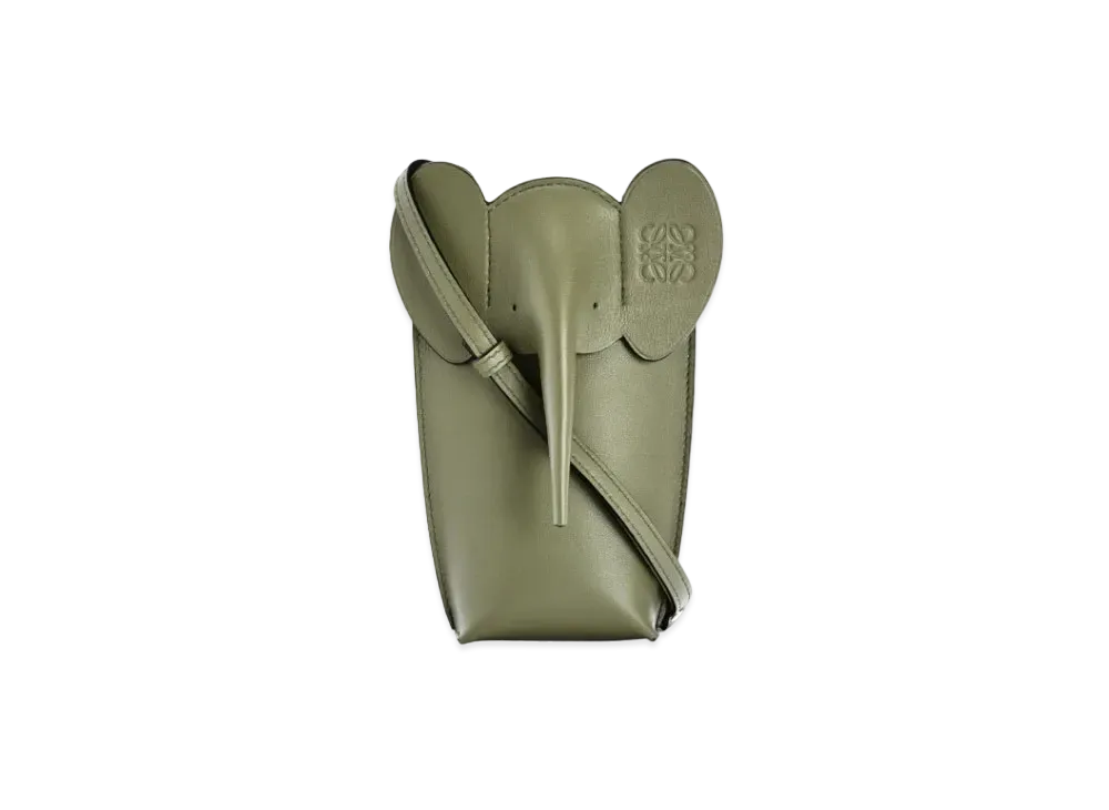 LOEWE Elephant Pocket In Classic Calfskin "Avocado Green"