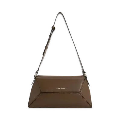 CHARLES & KEITH Nasrin Geometric Shoulder Bag "DarkBrown"