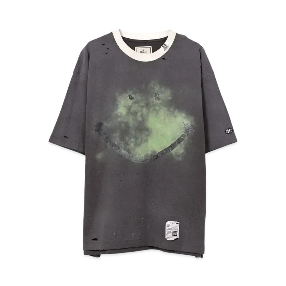 Maison MIHARA YASUHIRO Smily Face Print Distressed Ringer T-Shirt "Black"