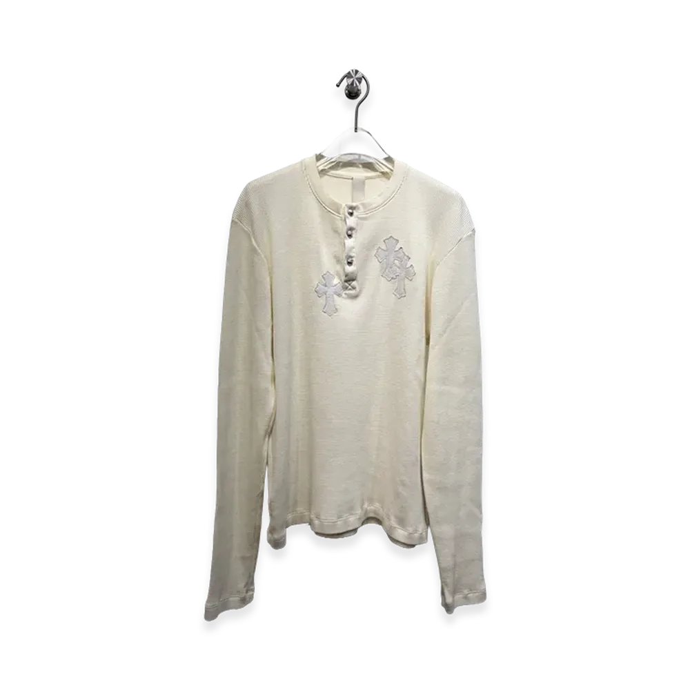 Chrome Hearts Cross Patch Henley Neck Thermal "White"