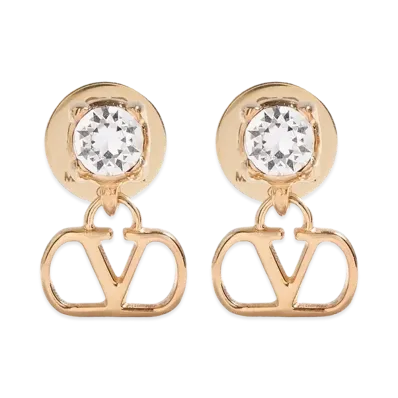 Valentino Women's V Logo Signature With Swarovski Pin Earrings "Gold"