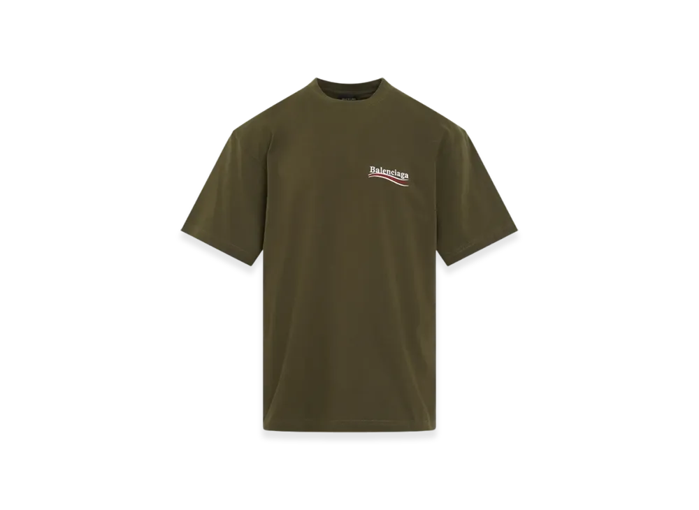 ★BALENCIAGA★ Campaign Large Fit T-Shirt Khaki 641655TKVJ12 BALENCIAGA Women's Political Campaign Large Fit T-Shirt