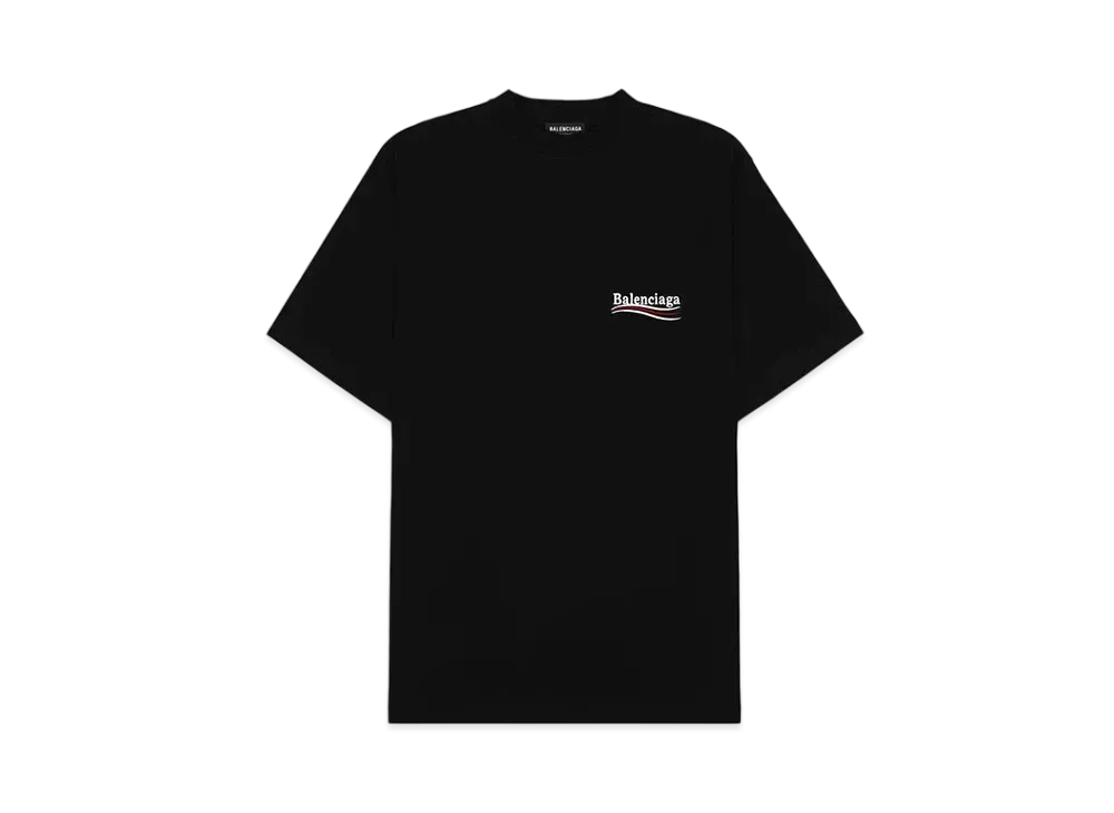BALENCIAGA MENS Political Campaign T-shirt Large Fit "Black/White"
