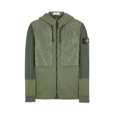 Stone Island 64741 BRUSHED COTTON FLEECE WITH NYLON METAL/ NASLAN-TC DETAILS "Sage Green"