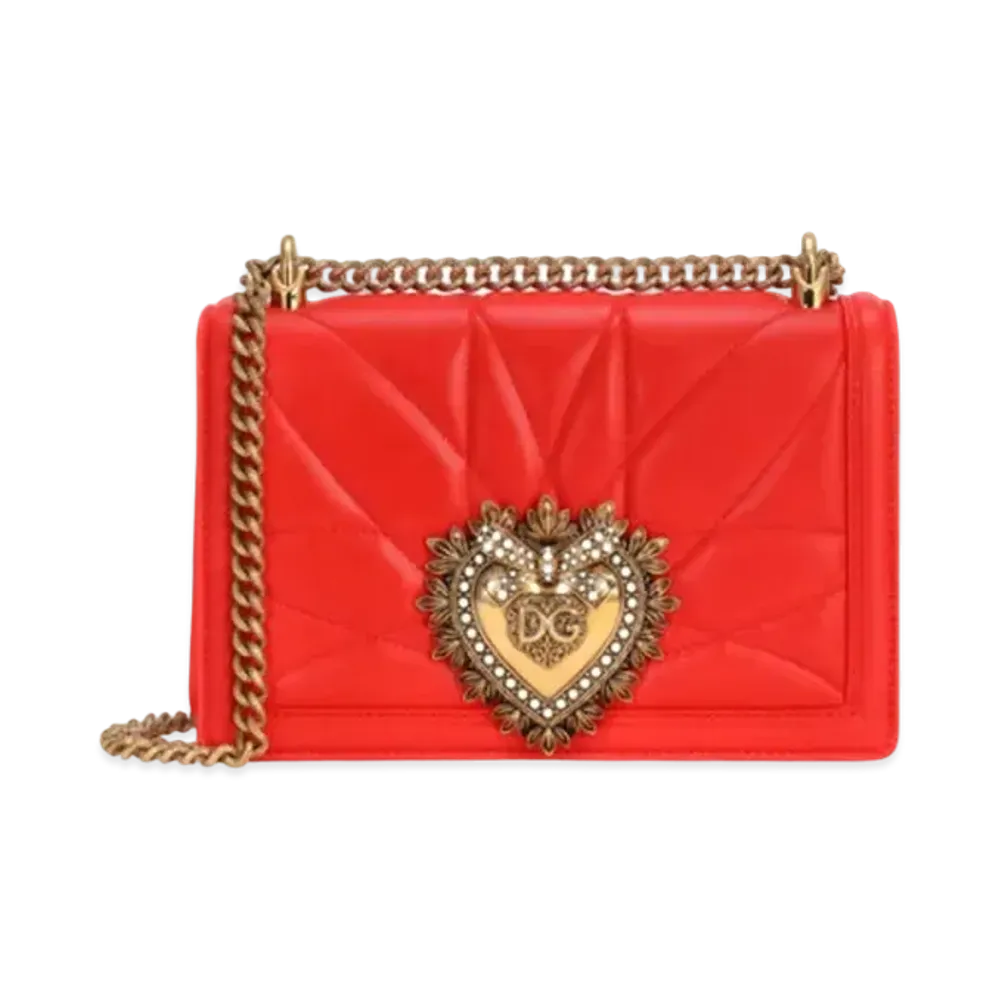 Dolce&Gabbana Devotion Crossbody Bag Medium Matrasse Nappa "Orange"