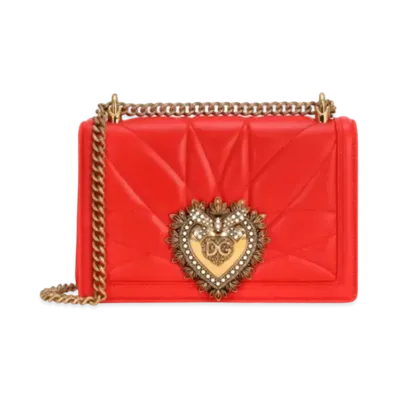 Dolce&Gabbana Devotion Crossbody Bag Medium Matrasse Nappa "Orange"