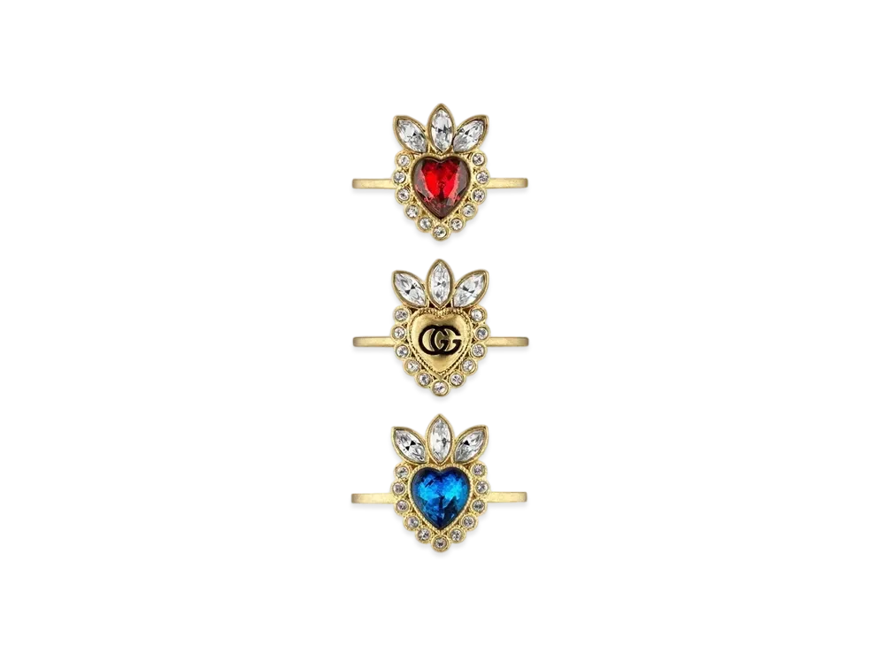 GUCCI Crystal Heart Ring