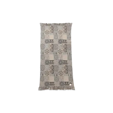 BEAMS Blanket Double Jacquard Patchwork Like Pattern "Gray"