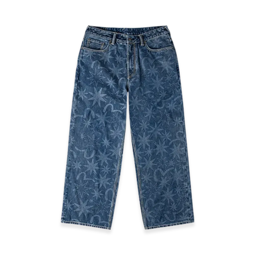GDC x EVISU Washed 5P AOP Relax Fit Jeans "Blue"