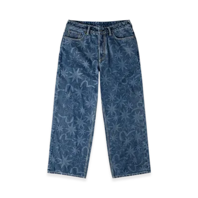 GDC x EVISU Washed 5P AOP Relax Fit Jeans "Blue"