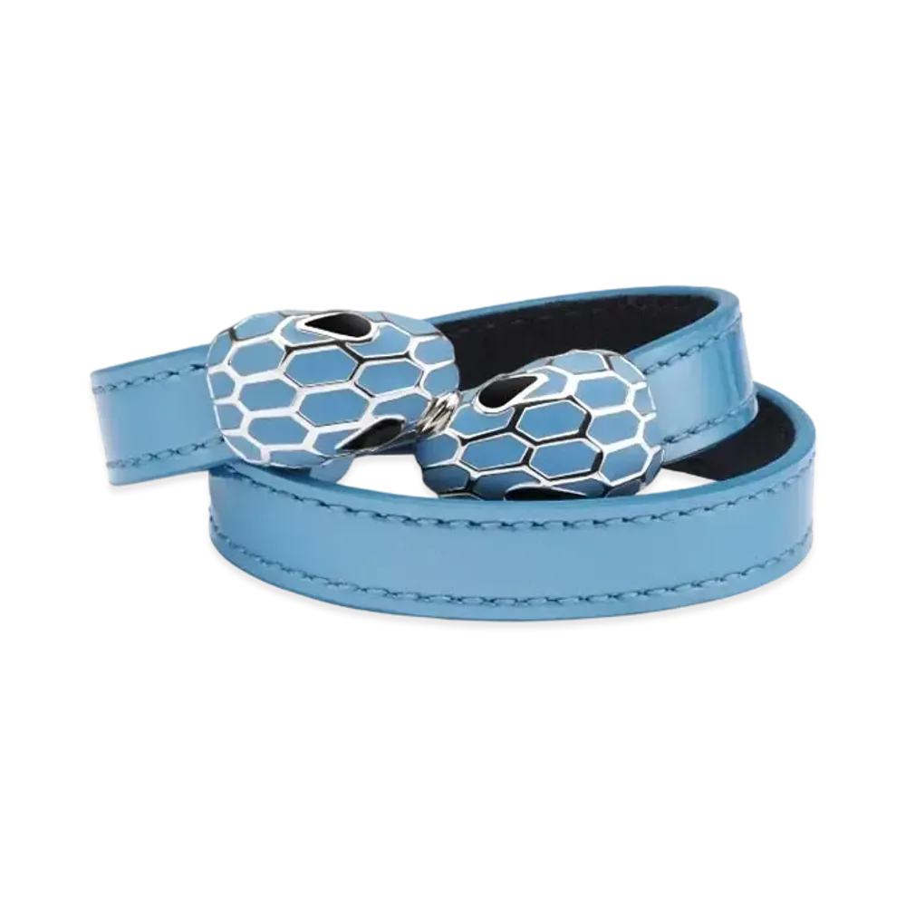 BVLGARI Serpenti Forever Leather Bracelet "Blue"