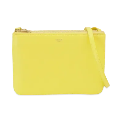 CELINE Trio Shoulder Bag In Smooth Lambskin "Citron"
