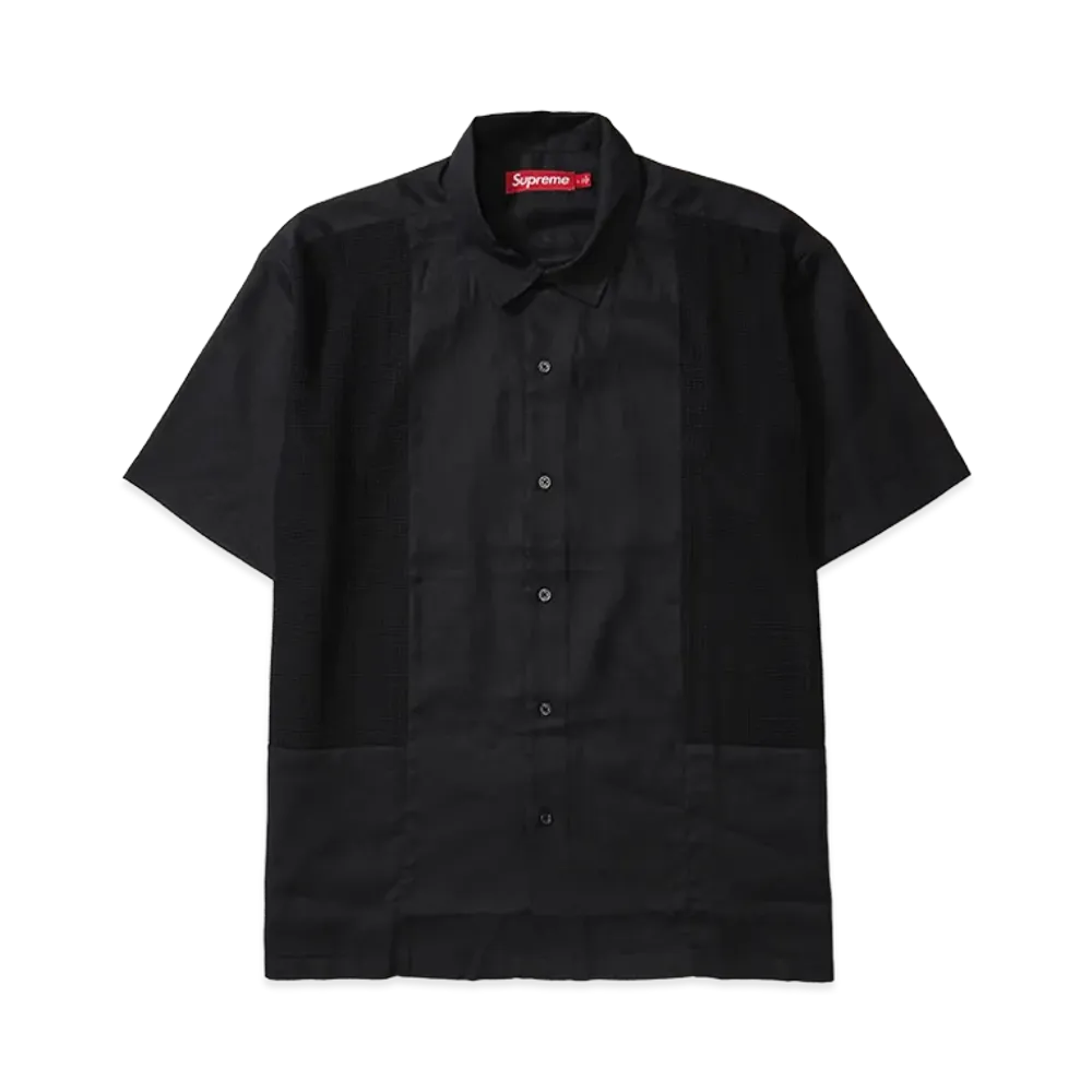 Supreme Mesh Panel Linen S/S Shirt "Black"