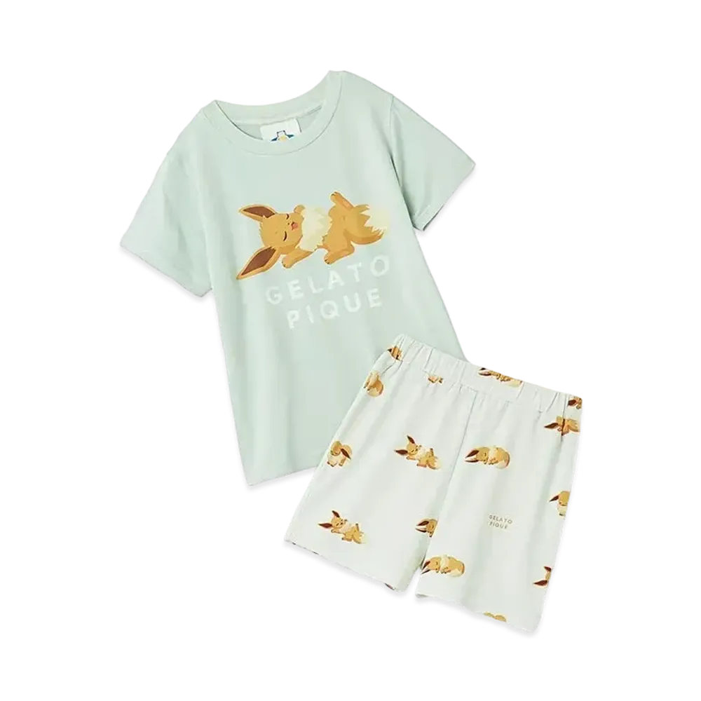GELATO PIQUE x Pokemon Sleep Kids Cool To The Touch Print T-Shirt & Short Pants Set "Mint"