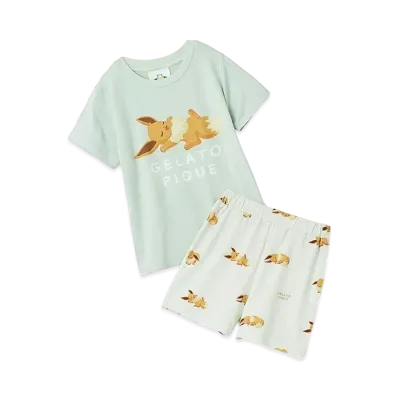 GELATO PIQUE x Pokemon Sleep Kids Cool To The Touch Print T-Shirt & Short Pants Set "Mint"