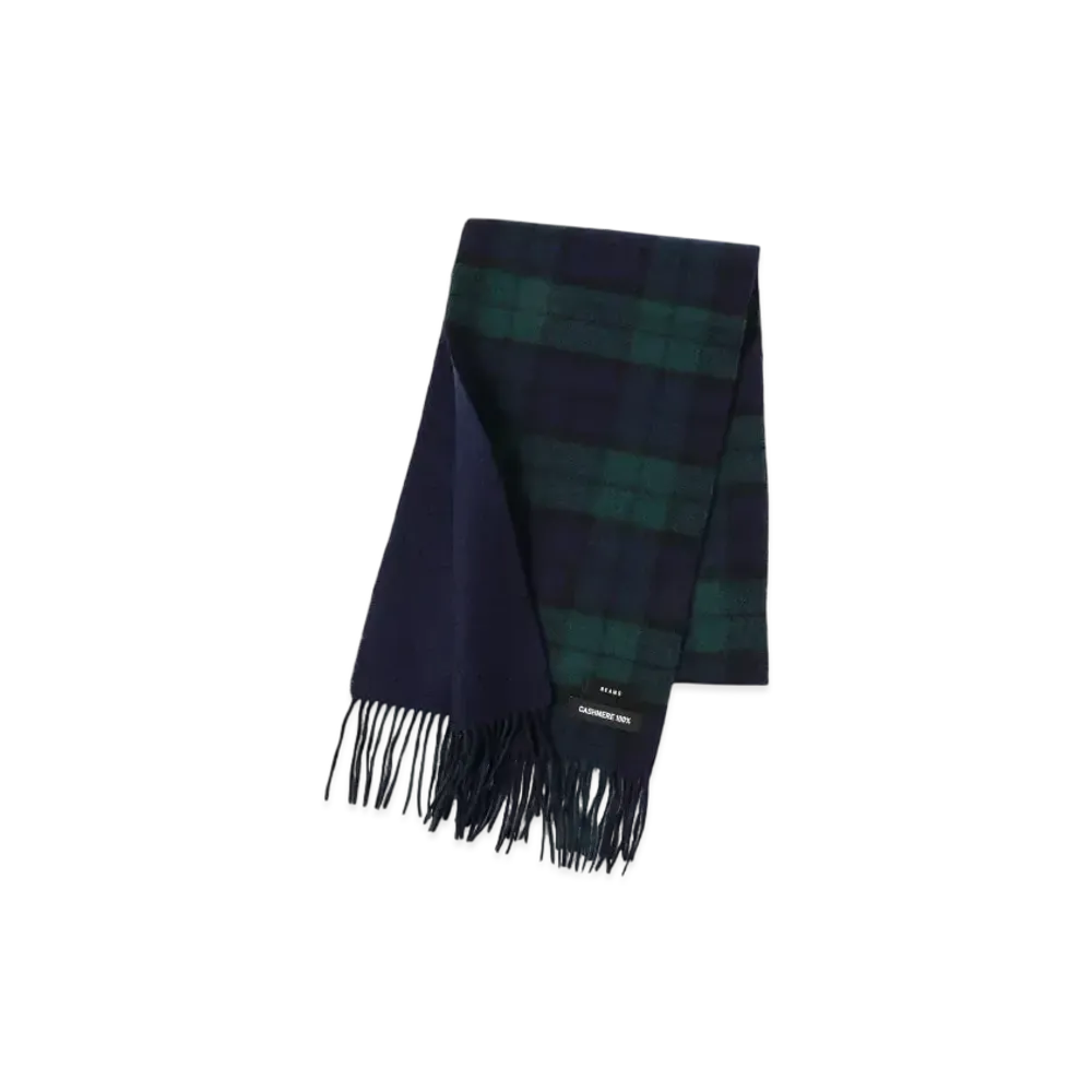 BEAMS Cashmere Reversible Scarf "Blackwatch/Navy"
