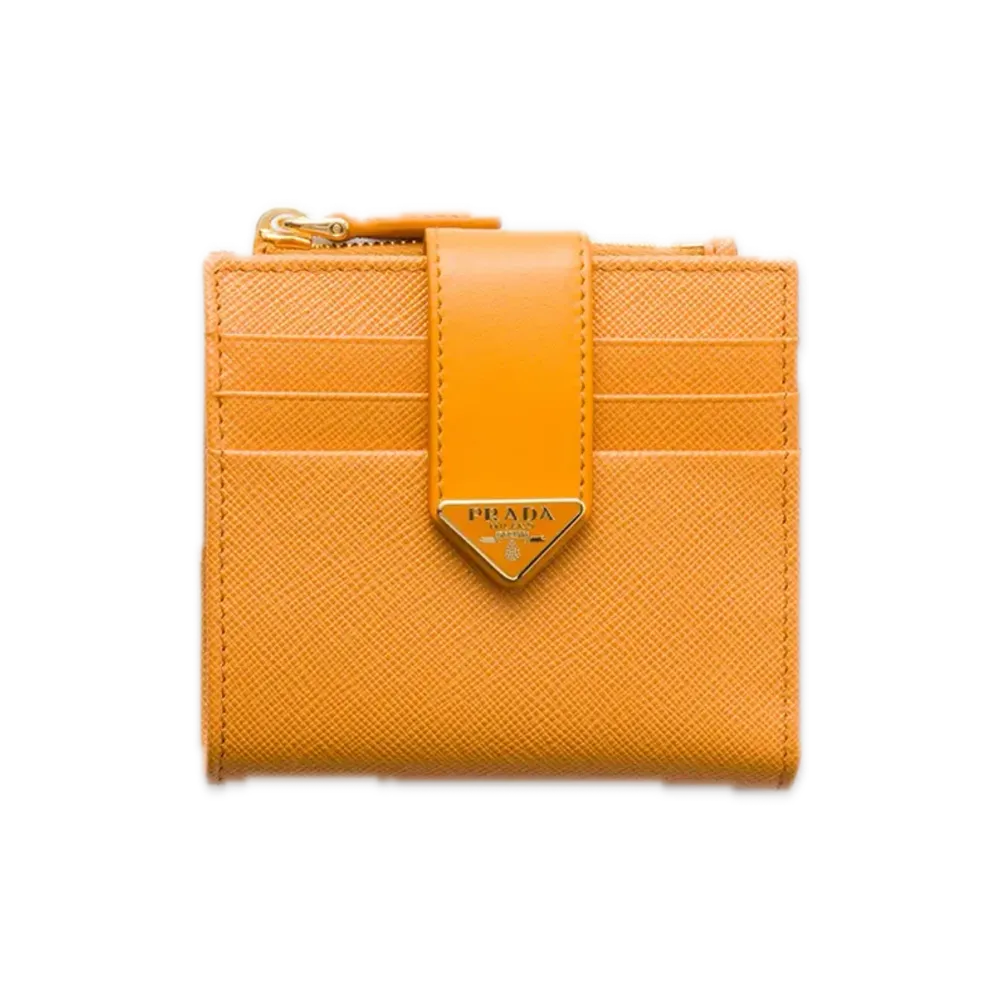 PRADA Saffiano Tab Bifold Wallet "Mustard Yellow"