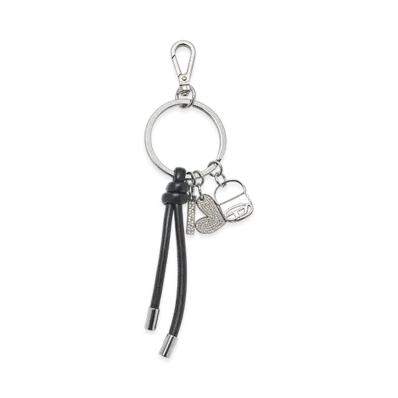 Diesel Multi Iii Keyring with heart and bag pendants "Silver/Black"