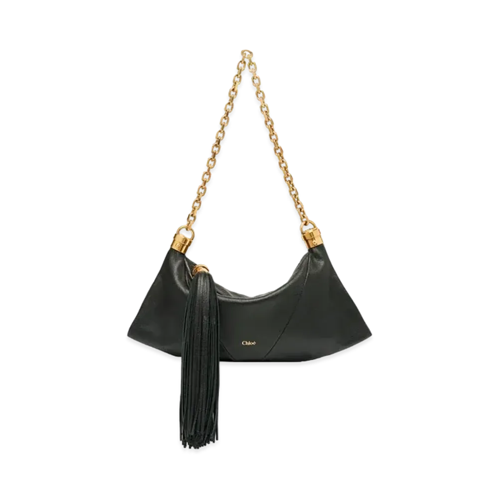 Chloe Small Foulard Shoulder Bag In Grained Leather "Black"
