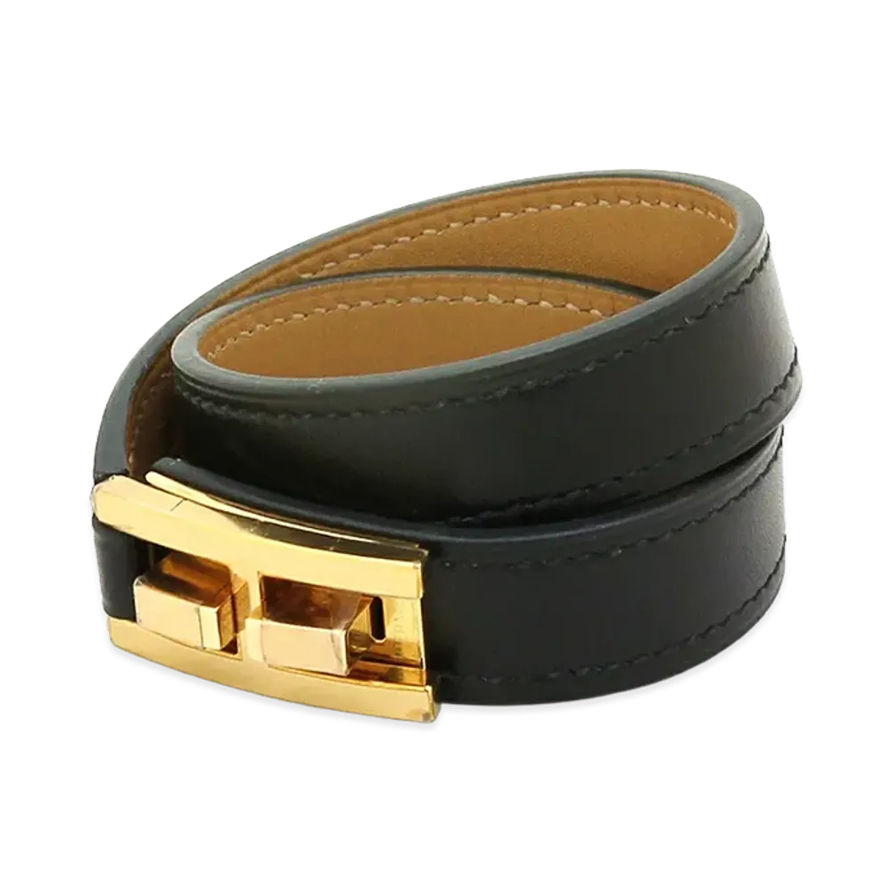 Hermes Drag Double Tour Bracelet "Noir"